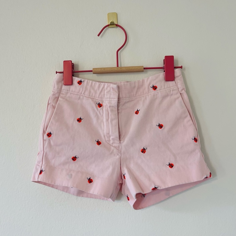 Crewcuts Pink Ladybug Embroidered Shorts